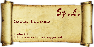 Szűcs Luciusz névjegykártya